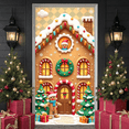 thumbnail image 2 of Festive Design Christmas Banner Gingerbread House Holiday Decor Snowy Scene for Winter Celebration Indoor Decoration Children Party, 2 of 9