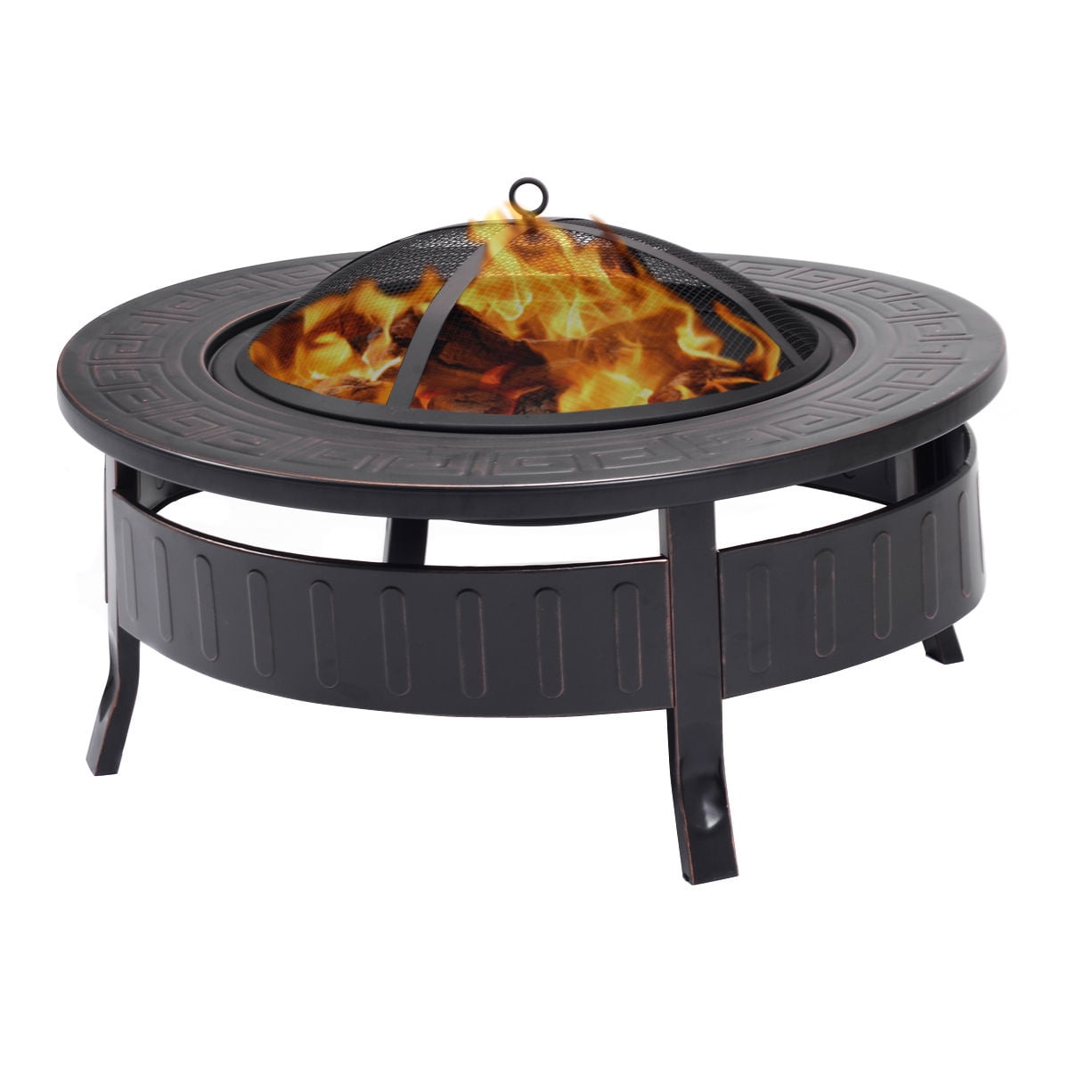 Costway 32'' Round Metal Firepit Patio Garden Stove Firepit Outdoor Brazier With Poker by Costway