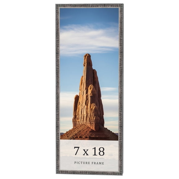 7x18 Frame Silver Grey Distressed Solid Wood Picture Frame | 0.75 Inch Moulding Width | Interior