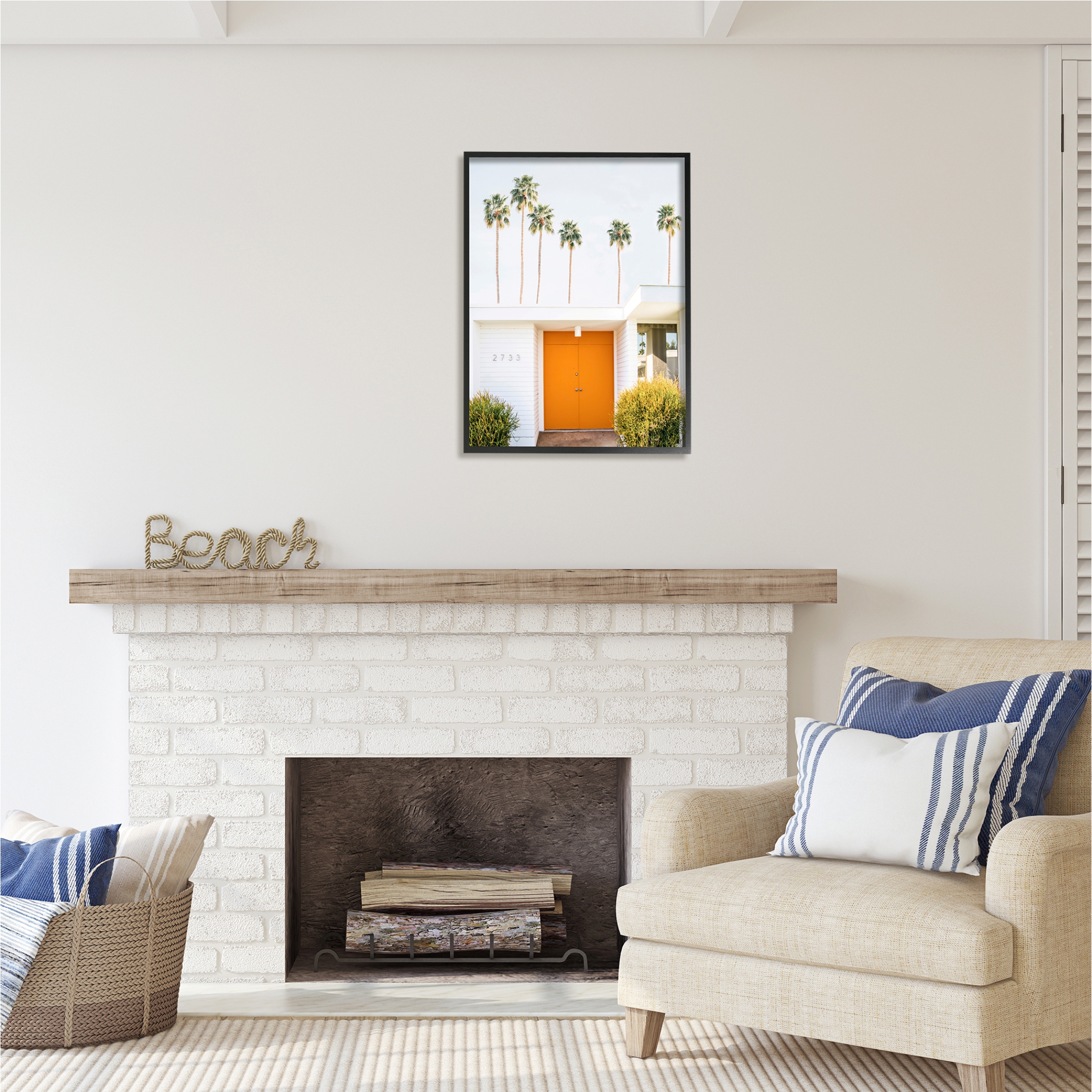 Stupell Industries Palm Springs Orange Door Botanical & Floral Photography Black Framed Art Print Wall Art, 24 x 30