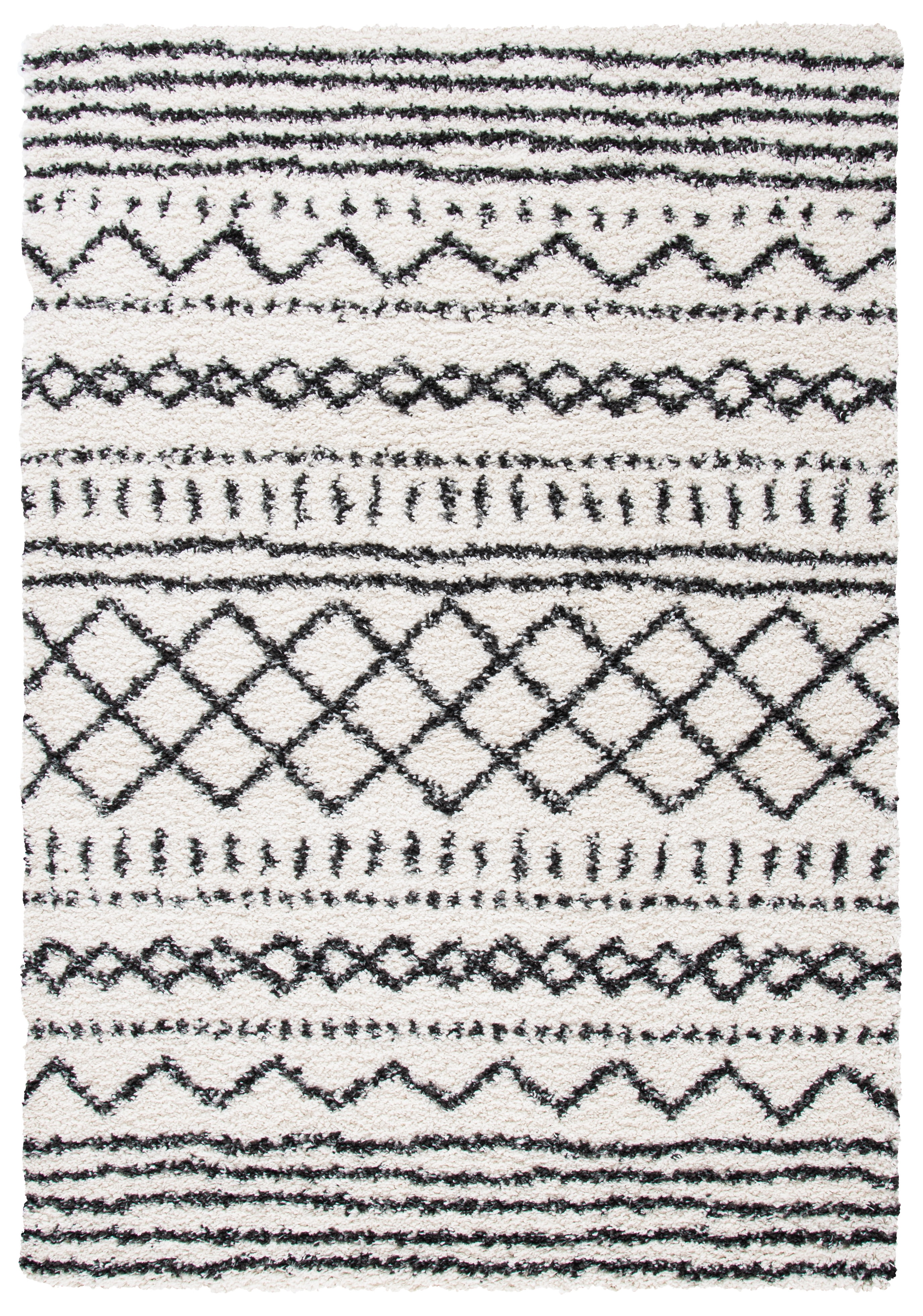 Safavieh Arizona Teagan Geometric Shag Area Rug, Ivory/Black, 6' x 8'