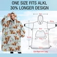 thumbnail image 4 of Oversized Wearable Blanket Hoodie,Blue Highland Cow Flower Leaf Pattern Sherpa Blanket Hoodie with Super Pockets,Super Warm Fuzzy Pullover for Women & Men, 4 of 6