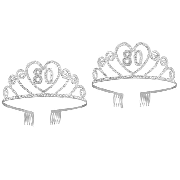HEALEEP Crown Silver Rhinestone Women Birthday Party Engagement 2Pcs 5.5x5.1x1.9In