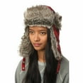 thumbnail image 2 of Urban Outfitters Wool & Faux Fur Buffalo Plaid Winter Trapper Aviator Hat, 2 of 2
