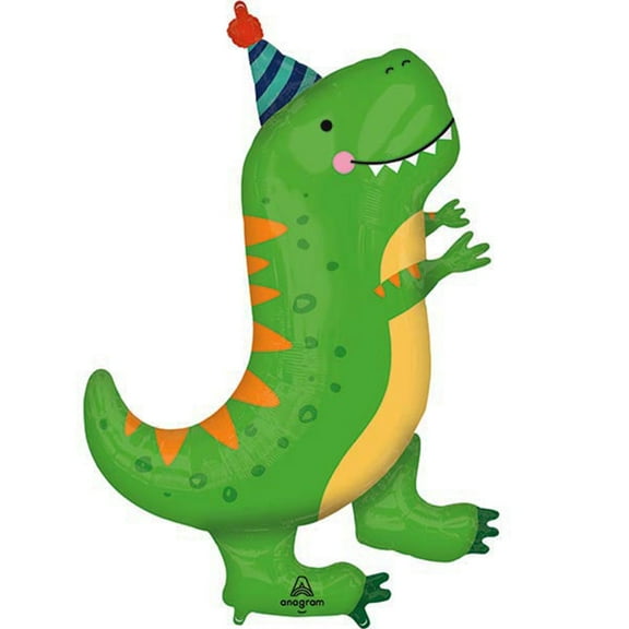 Anagram LRG SHP XL DINOMITE TREX Foil Balloon, Dinosaur Theme, Includes Ribbon and Weight