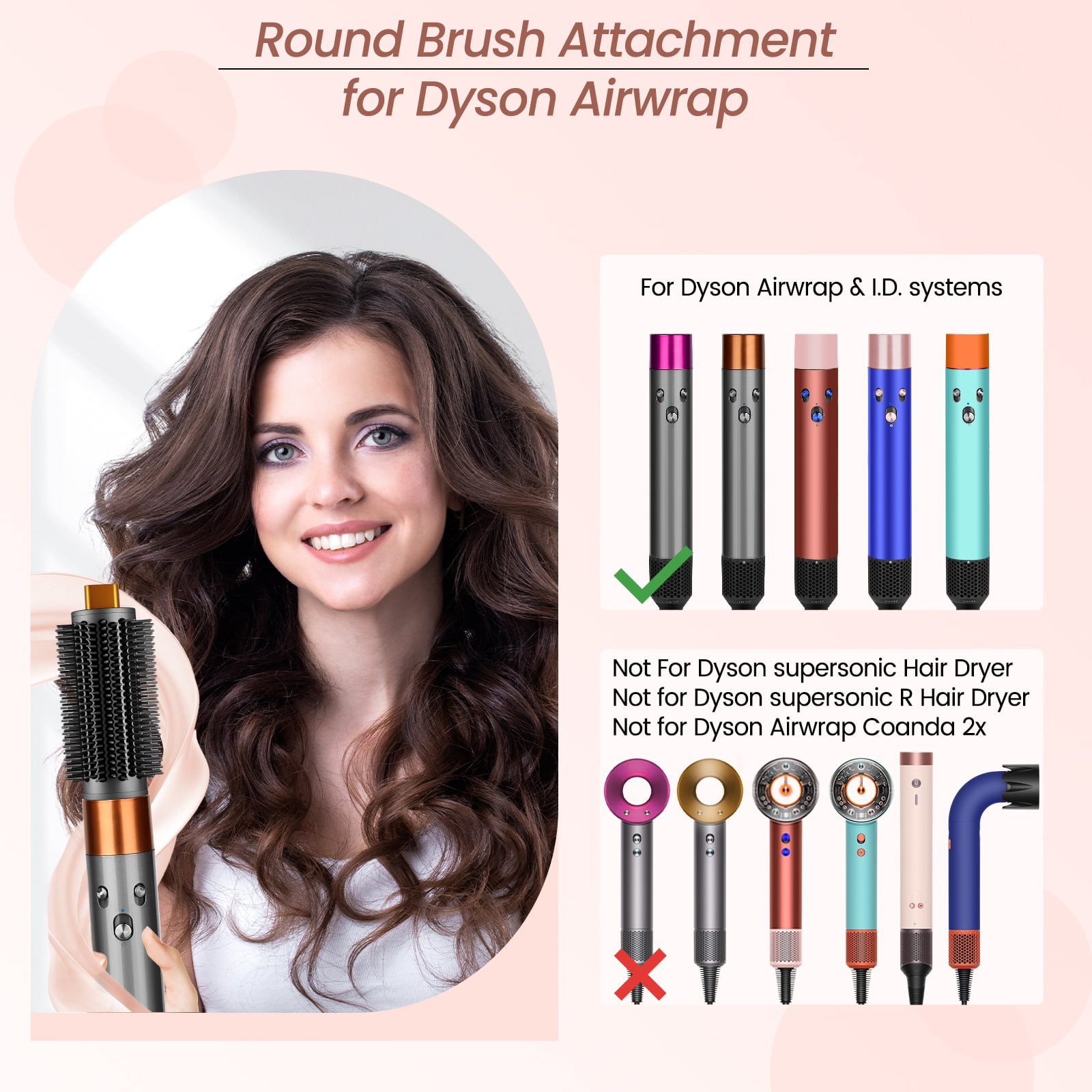 AFDD Round Volumizing Brush Attachments compatible with Dyson