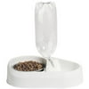 Petmate Combo Feeder/Waterer with Microban, Bleached Linen/Dark Gray Bowl
