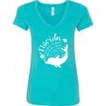 thumbnail image 3 of Inktastic Florida Cities with Dolphin Women's V-Neck T-Shirt, 3 of 5