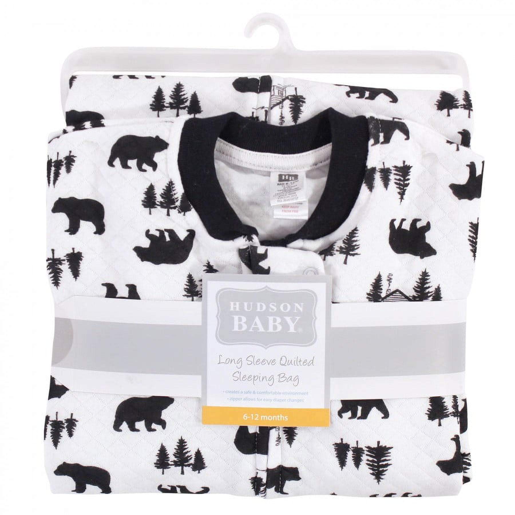 Hudson Baby Infant Boy Premium Quilted Long Sleeve Sleeping Bag and Wearable Blanket, Bear Cabin, 0-6 Months