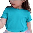 thumbnail image 4 of AherBiu Girls T Shirts Ruffle Short Sleeve Tops Cotton Soft Tee Tops Crewneck Casual Solid Color Tshirts 1-9 Years, 4 of 4