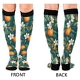 thumbnail image 4 of FORMRS Womens Knee High Socks Casual Long Thick Travel Daily Wear, 1 Pair, Floral Orange Pattern, 4 of 6