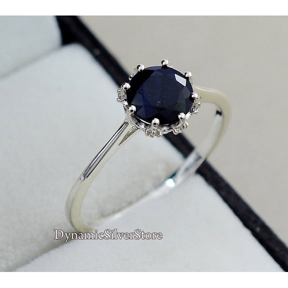 Natural Blue Sapphire 925 Sterling Silver Ring,Engagemant Ring, Birthstone Rings for Women, Gift For Her