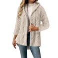 thumbnail image 3 of Fleece Jackets for Women Plus Size Hooded Long Sleeve Solid Color Warm Winter Coat Casual Thicken Fleece Lined Cardigan Outerwear, 3 of 9