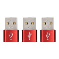 thumbnail image 1 of Paquete de 3 adaptadores de disco U USB 2.0 macho a tipo C hembra Adaptador USB a tipo C de metal para teléfono móvil portátil (rojo), 1 of 5