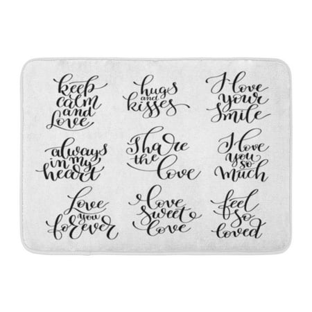 Valentine Love Letters - GODPOK 9 Black and White Hand Written Lettering Romantic Quote Love Letter to Valentine's Day Calligraphy Rug Doormat Bath Mat 23.6x15.7 inch