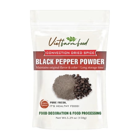 BLACK PEPPER POWDER 5.29 Oz (150g) VIETFARMFOOD: Pure, natural freeze-dried spice made from real vegetables and fruits - perfect for enhancing every meal, from cooking, baking, salads, soups, sauces