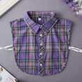 thumbnail image 3 of Blusa falsa con cuello desmontable a cuadros morados para mujer, 3 of 3