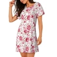 thumbnail image 2 of Lsque Rose Flowers Pattern Nightgowns for Women Sleep Shirts Short Sleeve Nightshirt Pullover Nightdress Soft Sleepwear Relaxed Fit Nightdress, 2 of 6