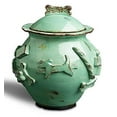 thumbnail image 2 of Carmel Ceramica PDJA3001 Air Tight Ceramic Dog Treat Jar, Aqua/Green, 7 x 9.5", 2 of 2
