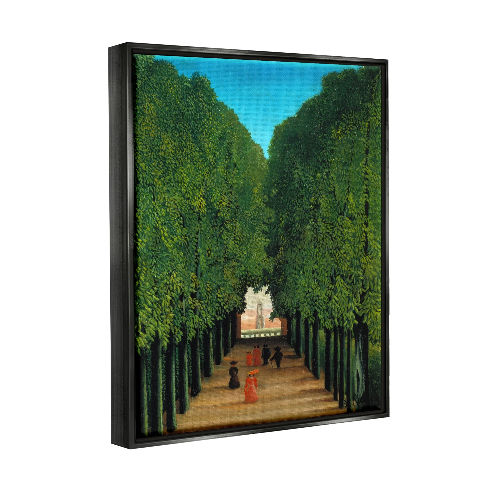 Stupell Industries Avenue in Park at Saint Cloud Henri Rousseau Classical Painting Painting Luster Gray Floating Framed Canvas Print Wall Art, Design by one1000paintings