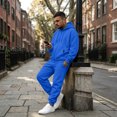 thumbnail image 7 of Delconic Mens Fleece Lined Hoodie and Jogger Set Casual Loose Fit Zip Front Hooded Sweatshirt and Drawstring Sweatpants Blue L, 7 of 7