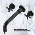 thumbnail image 2 of Grifo mezclador para lavabo de latón, grifo para lavabo de baño oculto, montaje en pared, negro mate, 2 of 14
