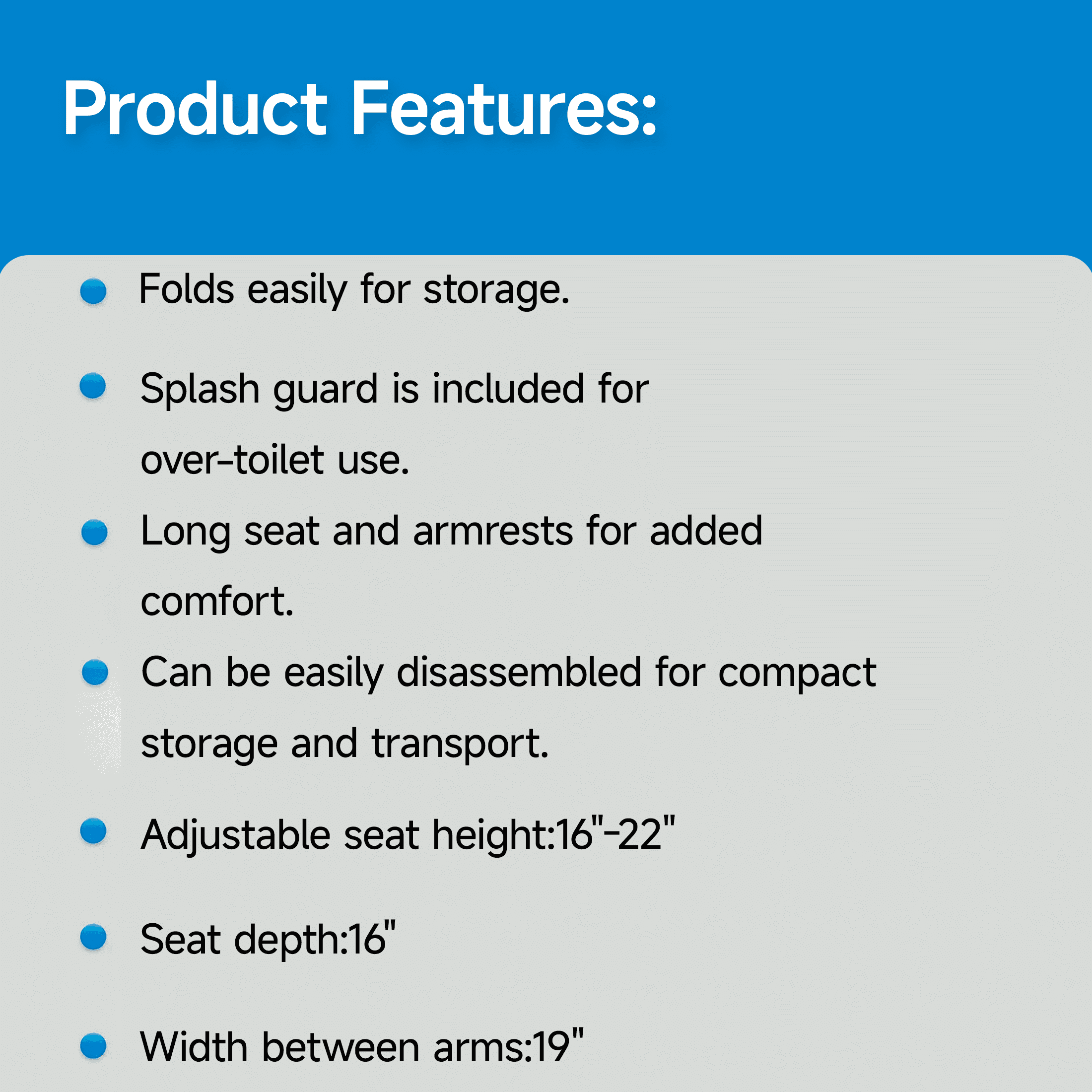 Equate Steel Foldable 3-in-1 Bedside Commode Toilet, Gray – 400 lb Weight Capacity