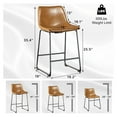 26 inch Bar Stools Set of 3, Modern Counter Height Bar Stools, Faux