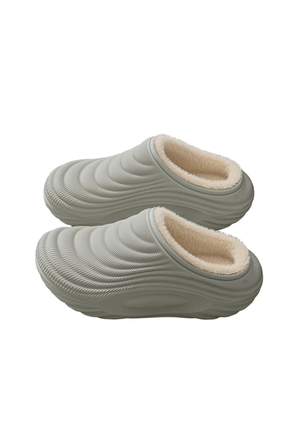Fleece Lined Slippers Indoor Outdoor Winter Shoes With Memory Foam Arch Support
