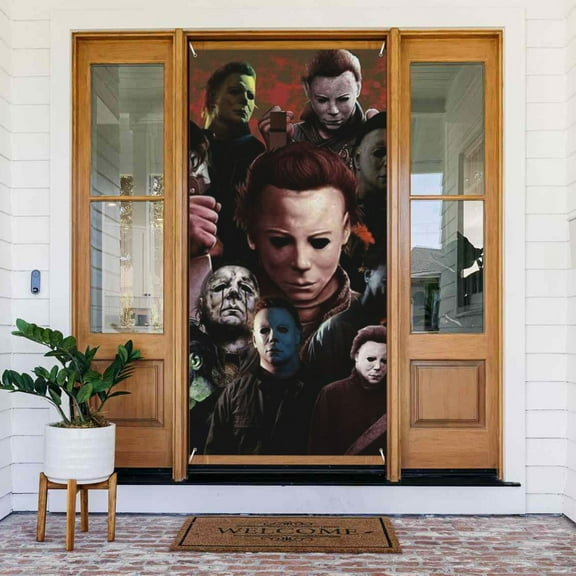 Door Banner Decorations Michael Myers Porch Sign Banner Indoor Outdoor Wall Home Party Supplies 72.8 x 35.4 Inch