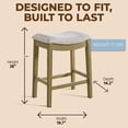 thumbnail image 5 of ROME + OAK Parker 26" Backless Saddle Kitchen Counter Stool, Natural, Cream Upholstery, 2 Pack, 5 of 12