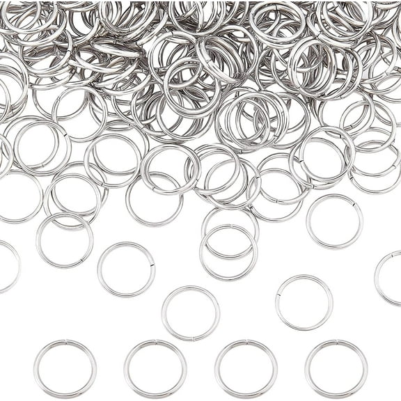 304 Stainless Steel 1 box 310pcs Stainless Steel Jump Rings 10mm Open Jump Ring Connectors Chainmail Jump Rings Bulk for Jewellery Making Keychain