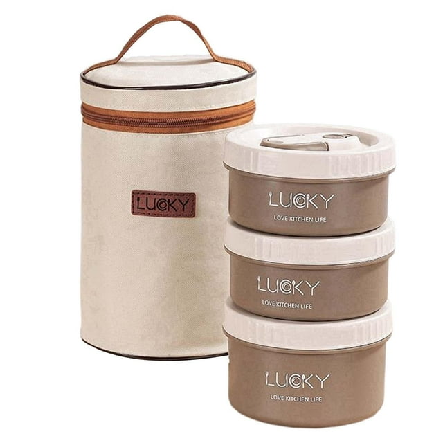 Contenedores de almuerzo de alimentos aislados con bolsa de almuerzo y juego de cubiertos apilables Spork Caja Bento para picnic Camping Cajas Sunnimix Contenedor de almuerzo