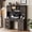 Gray + Engineered Wood  52E, variant on 55" Farmhouse Executive Desk with Charging Station & Power Outlet, Home Office Computer Desk with 5 Drawers and Cabinet, Rustic Wood Writing Study Table with File Drawer, Walnut