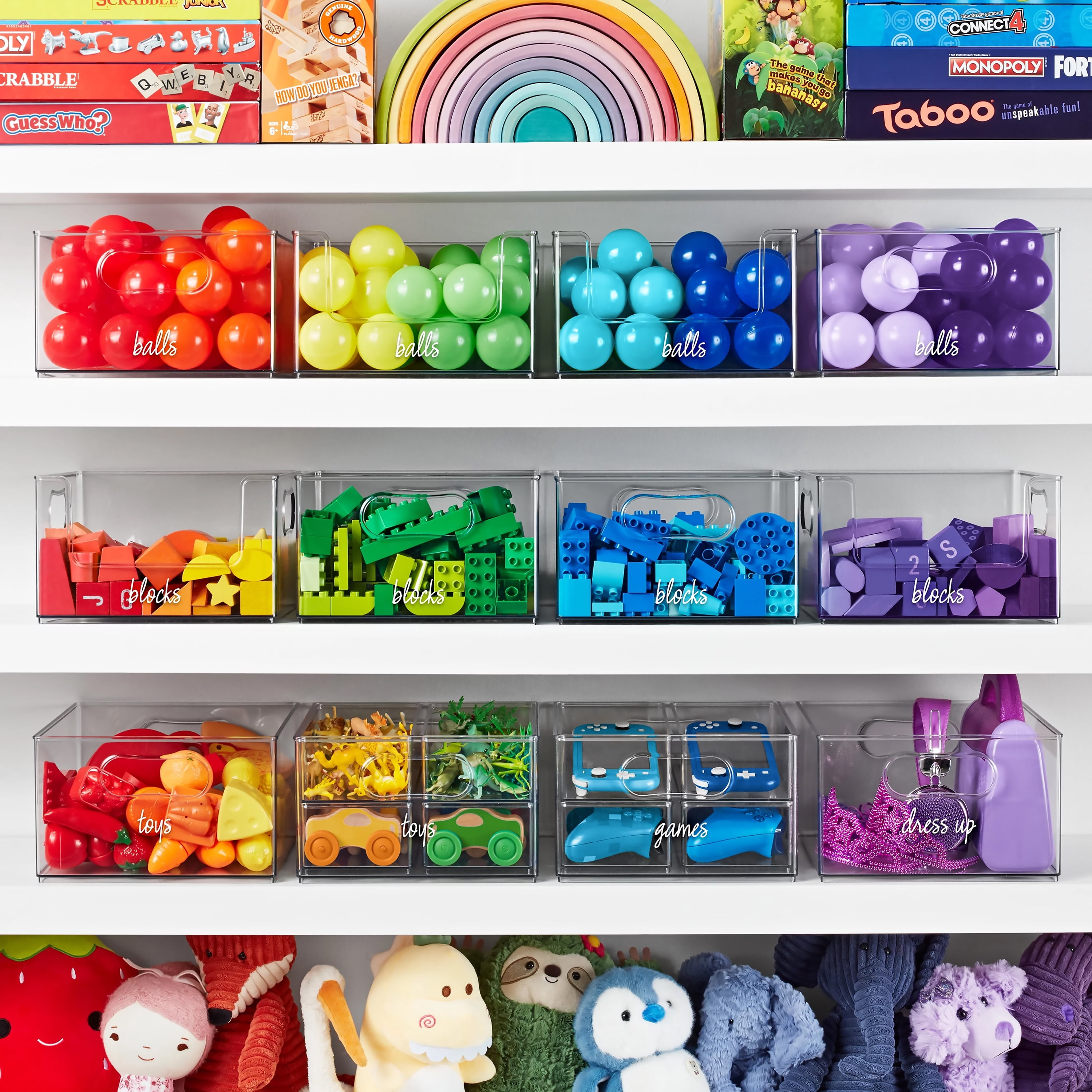 (2 pack) The Home Edit Large Clear Plastic Storage Bin Organizer, 2 Pack, 10 in x 10 in x 6 in