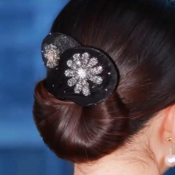 2024 NUEVO moño hábil con flores bordadas a mano, torcedor de cabello para moño hábil, pinza para el cabello torcida, pinza para el cabello con forma de bola, rodillo para moño de flores para cabello