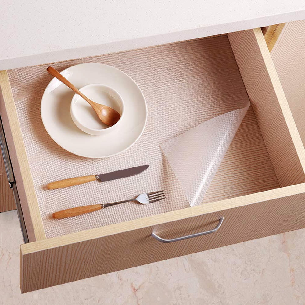 Clevr Premium 18 in. x 15 ft. Non-Adhesive Shelf Liner for Kitchen, Bathroom, Office, Laundry, Clear