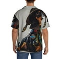 thumbnail image 3 of Uemuo Fantasy Wizard Dog Art Pattern Cotton Linen Short Sleeve Shirts,Casual Lightweight Button Down Shirts,Vacation Beach Summer Tops-3X-Large, 3 of 7