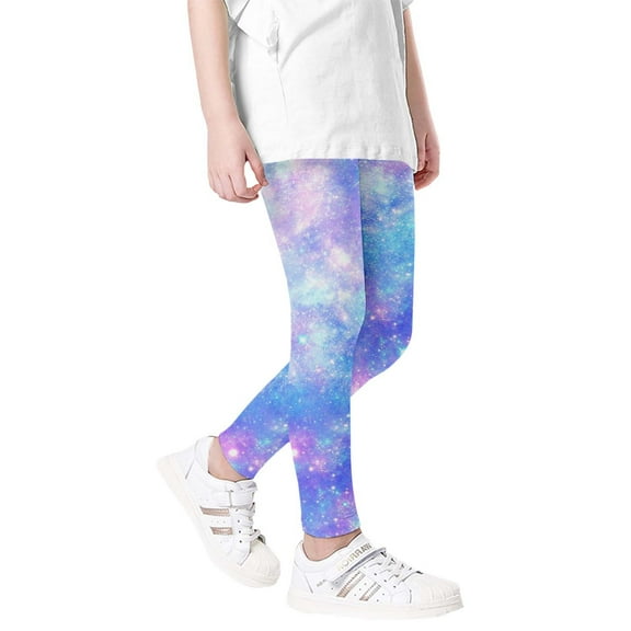 MIXUE Baby Girls Pants Galaxy Print Athletic Leggings Comfortable Space Themed Casual Tights Daily-Wear,Black,18-24 Months
