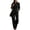 Black, variant on Women Collared Long Sleeve Workwear Utility Jumpsuit, Elastic Waistband Multi Pocket Wide Leg Style for Weekend Trip Army Green XL