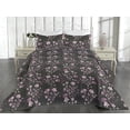 thumbnail image 2 of Ambesonne Garden Scene Quilted Bedspread Set 3 Pcs, Spring Floral Art Boho, Queen, Mauve Rose Charcoal Grey, 2 of 4