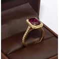 thumbnail image 4 of 3Ct Emerald Cut Simulated Red Garnet Women's Halo Engagement Ring 14K Yellow Gold Plated, 4 of 5