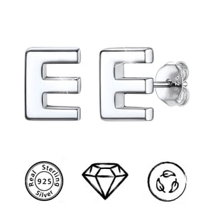 ChicSilver Sterling Silver Initial Letter Stud Earrings