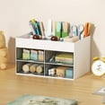 thumbnail image 3 of Marbrasse Pen Organizer with 4 Drawer, Multi-Functional Pencil Holder for Desk, Desk Organizers and Accessories with 4 Compartments + Drawer for Office Art Supplies (White), 3 of 7