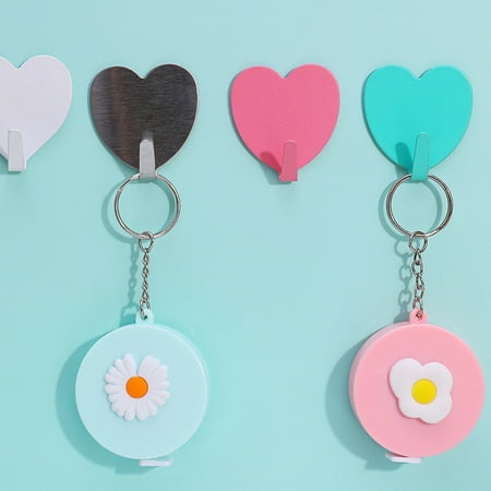 

Pontos 5Pcs Mini Love Heart Shaped Traceless Stainless Steel Wall Hooks Home Decor