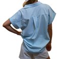thumbnail image 1 of Sonducket Camisa informal para mujer, blusa con botones y cuello en V, con bolsillo, parte de verano, accesorios de ropa estética para mujer, Prendas para la parte del cuerpo Azul claro XL Sonducket AP010575-24, 1 of 6