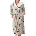 thumbnail image 1 of Women's Fleece Plush Robe Long Warm Plush Bathrobe Loungewear Jacket Printed Comfort Robe, 1 of 5
