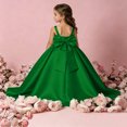 thumbnail image 4 of Girls Floor Length Princess Dresses,Cozy Satin Sleeveless Maxi A Line Solid Color Gown for Pageant Wedding Flower Girl Birthday Party Ceremony Green 11-12 Years, 4 of 6