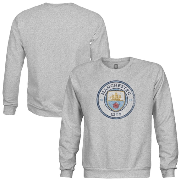 Youth-1863FC  Heather Gray Manchester City Pullover Crewneck Sweatshirt