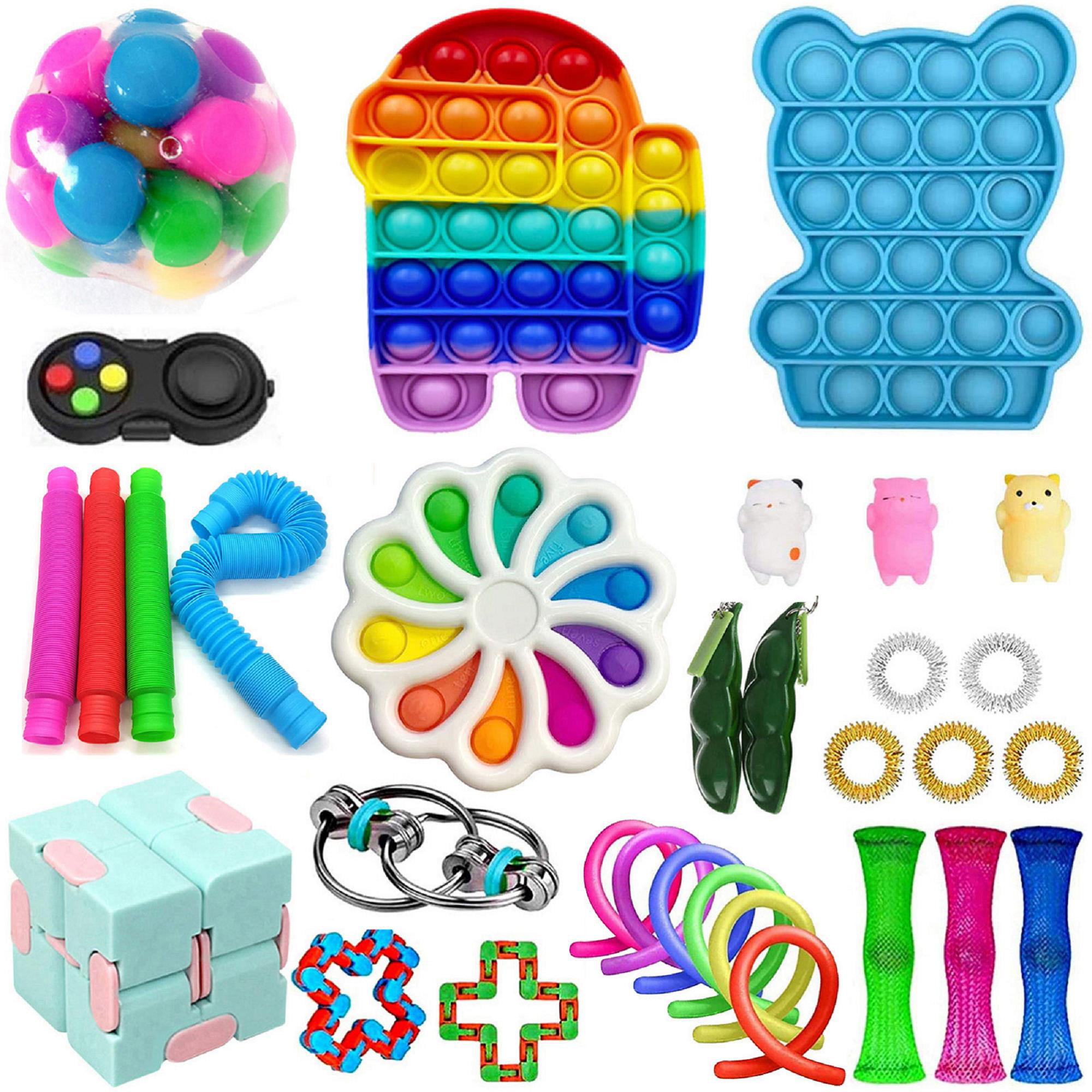 Kids Assembly Pop Fidget Toy,Stress Relief Push Bubble Sensory Toys,Anxiety Fidget Toys Set,Simple Dimple Stress Reliever,Educational Bubble Poppets Fidgets Toy, 32PCS（DIY